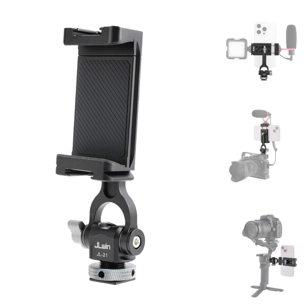 Smartphone Tripod Mount With 360 Rotation, Dual Cold Shoe, Universal Phone Holder Compatible With Iphone And Samsung 9070919978180