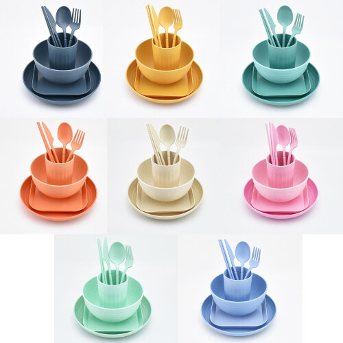 Wheat Straw Dinnerware Set 8pcs EcoFriendly Microwave and Dishwasher Safe Unbreakable Orange 1