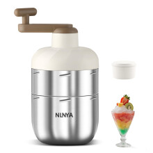 Manual Stainless Steel Ice Shaver Snow Cone Maker with 304 Blade and 1L Durable Steel Cup