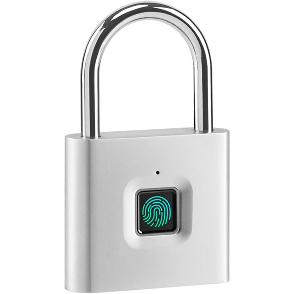 Fingerprint Padlock With Fast Unlock, Smart App Control, Usb Rechargeable, 20 Finger Silver 9070919953620