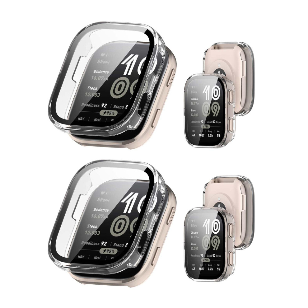 Screen Protector Case 2 Pack Clear 46Mm Full Coverage BuiltâIn Tempered Glass For Amazfit Bip 6 9053599172314
