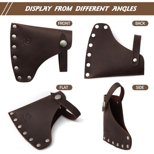 Leather Hatchet Sheath Full Grain Axe Blade Cover with Belt Loop and Adjustable Buckle Red Brown 2