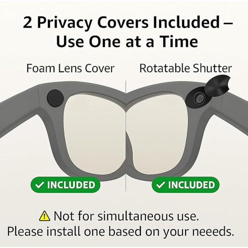 Smart Glasses Privacy Cover with Rotating Camera Lens Shutter and  Blocking LED Light Blocker 2