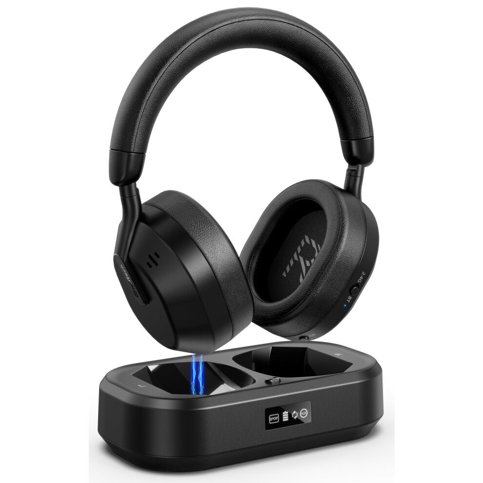 Wireless Tv Headphones For Seniors With Bluetooth 5.3, Ultralow Latency, Led Display, Black 9053599174011
