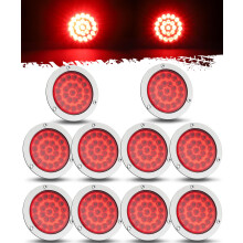 10x 4 Inch Round LED Trailer Tail Lights Red 24LED Waterproof Brake Stop Turn Lamps 12V