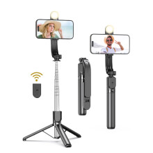 Selfie Stick Tripod 54 Inch Extendable with Wireless Bluetooth Remote and LED Light for iPhone Android