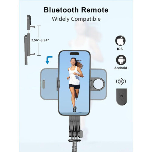 Selfie Stick Tripod 54 Inch Extendable with Wireless Bluetooth Remote and LED Light for iPhone Android 2