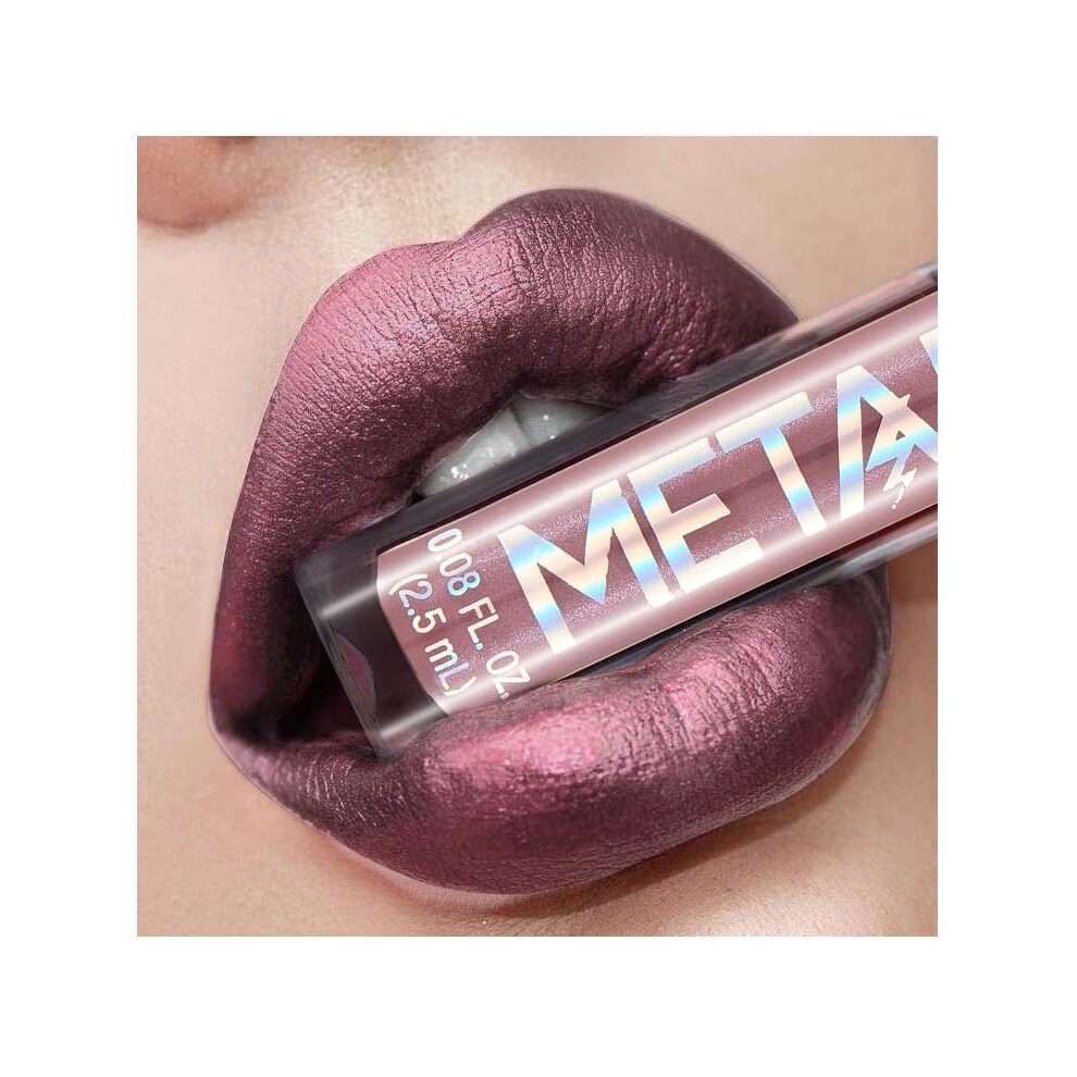 Metallic Liquid Lipstick Waterproof Long Lasting Nude Shimmer Non Stick Cup Lip Gloss 06