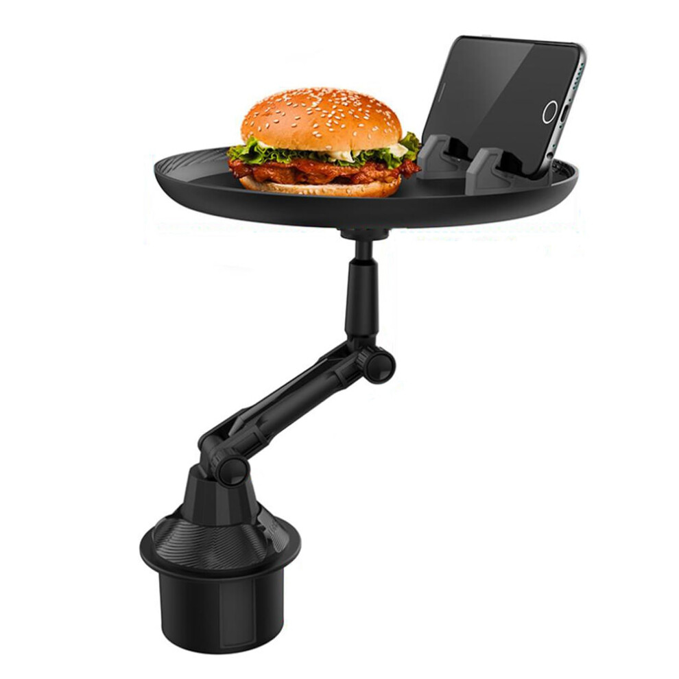 Car Cup Holder Tray With Phone Mount, 360 Rotating Adjustable Car Food And Drink Holder, Nonslip 9455672848428