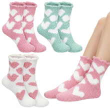 Moisturizing Aloe Infused Socks 3 Pairs for Women, Non Slip Fuzzy Spa Socks for Dry Cracked Feet