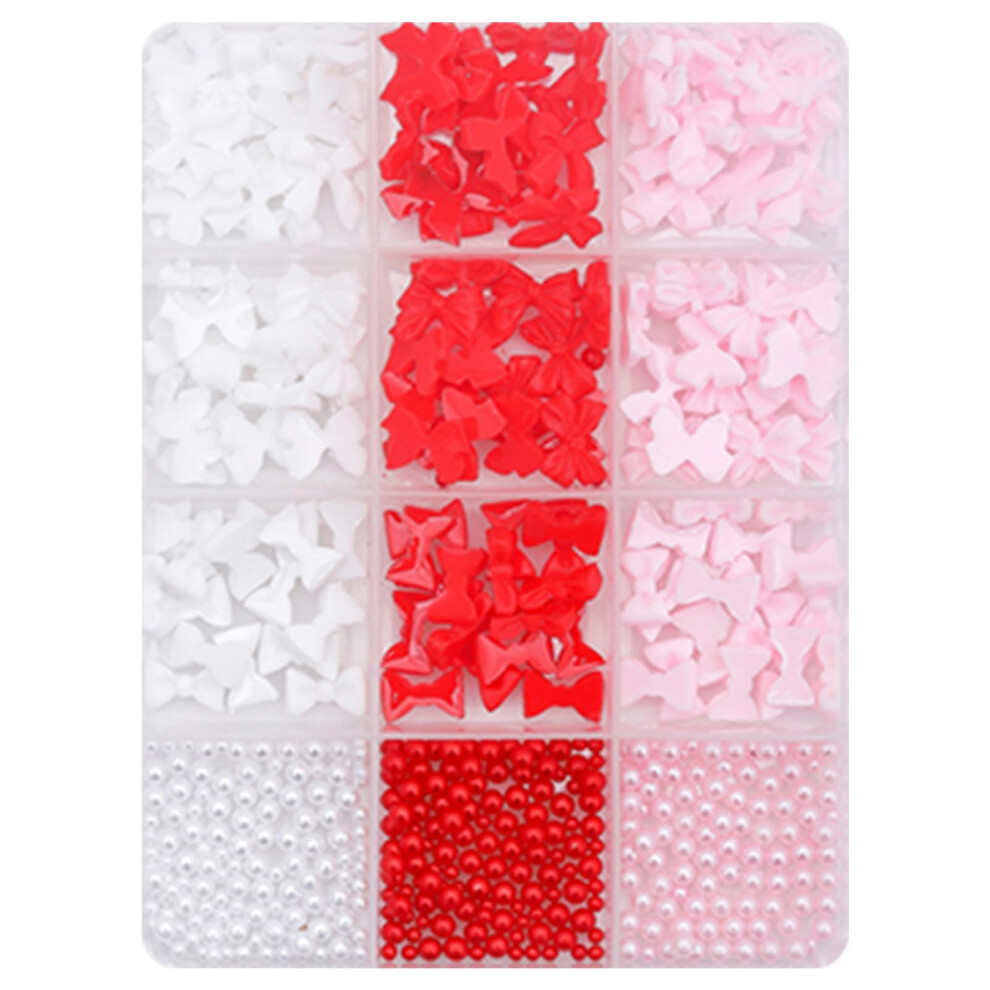 12 Grids 3D Bowknot Nail Charms for Women, Mixed Shape Cute Decorations for DIY Manicure