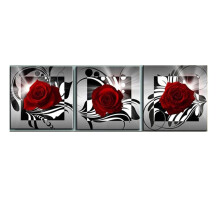 3Pcs Rose Oil Paintings on Canvas Frameless Wall Art Multi-Color Decor