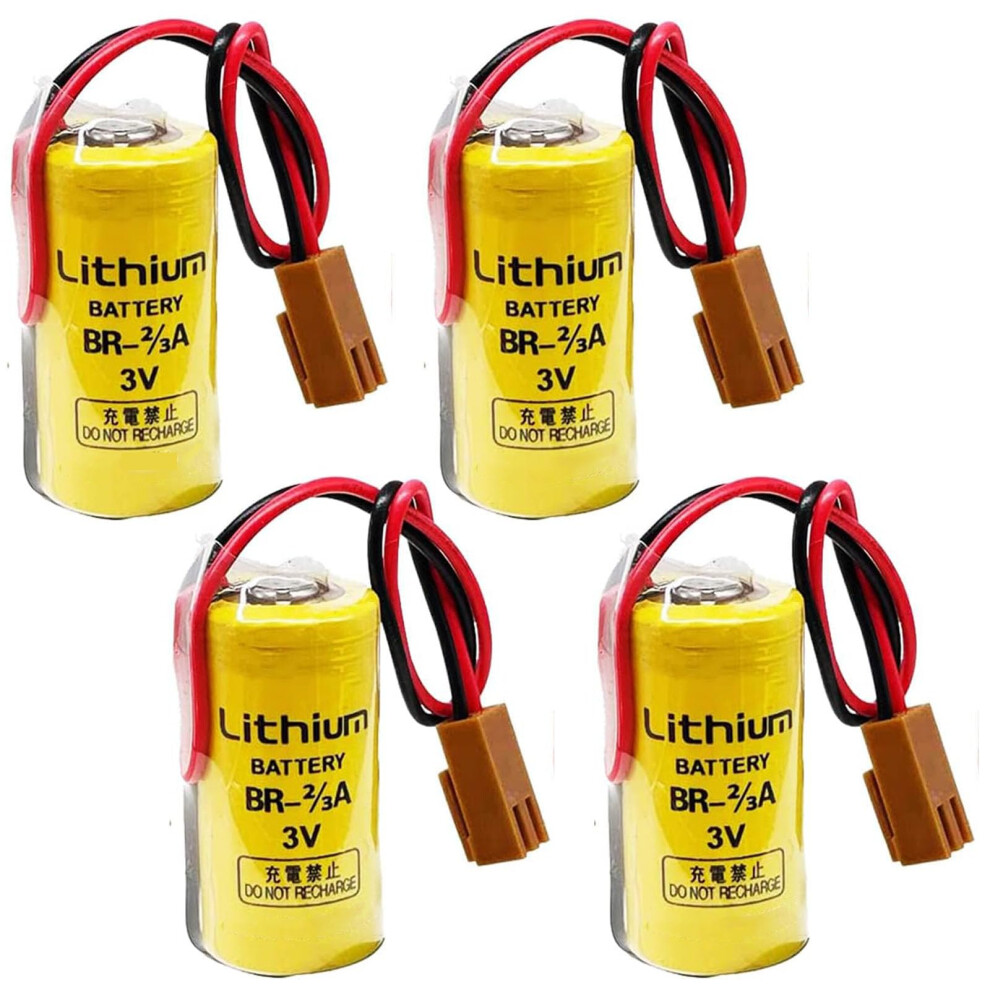 Pack Of 4 Br2/3A 3V 1600Mah Lithium Battery With Plug For Fanuc A98l00310006 Systems Brown 9174973501039