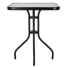 Gartentisch aus Glas SPRINGOS - Quadrat 60x60x70cm - Schwarzes Metall - Modernes Design