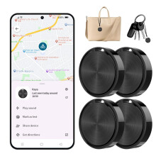 Bluetooth Tracker 4 Pack for Android Smart Tag with App Location Tracking IP67 Waterproof Black