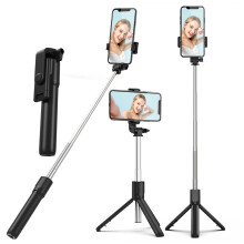 3 in 1 Phone Tripod Selfie Stick with 360 Rotation and Wireless Remote for iPhone Android Black