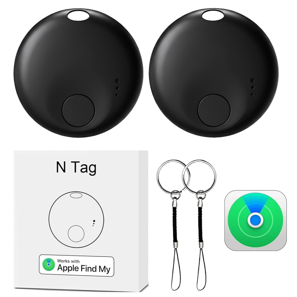 Bluetooth Item Finder With Precise Tracking For Keys And Luggage, Compatible With Find My, 2Pack Black 9455672849708