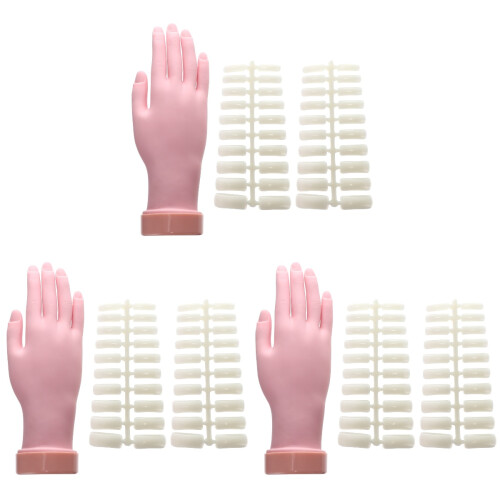 3Pcs Flexible Manicure Practice Hand Mold for Nail Art Design Assorted 1
