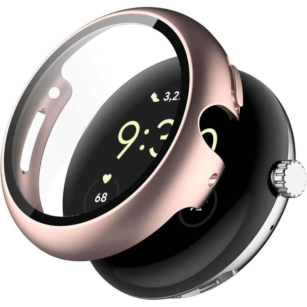 Case With 9H Tempered Glass Screen Protector, Shockproof Rose Cover For Google Pixel Watch 4 41Mm Gold 9455672849920