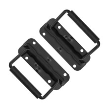 2 Pack Spring Loaded Handles with Heavy Duty Rubber Grip Folding Design for Toolbox Chest and Storage Boxes, Black