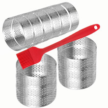 12 Pack 3.15 Inch Stainless Steel Perforated Tart Rings for Precision Baking Pastry Molds with Brush