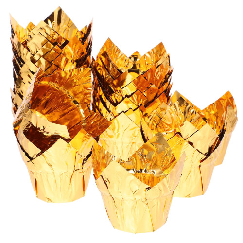50Stück Kuchenformhalter Muffin Cup Für Cupcakes Gebäck Gold