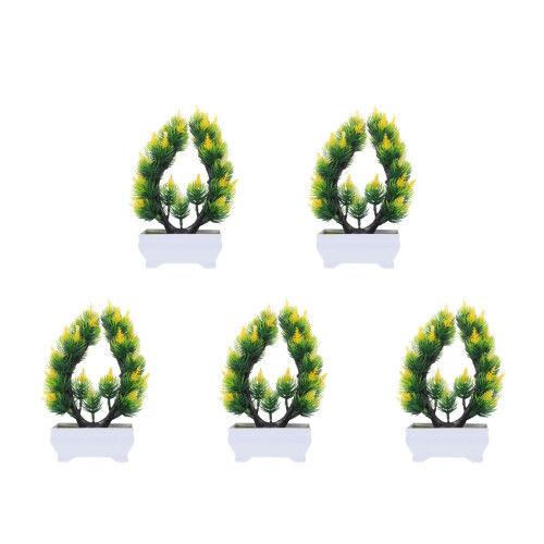10Pcs Lifelike Artificial Bonsai Tree Yellow Plastic for Home Accent 1
