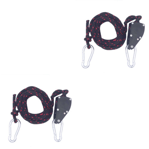 2Pcs Multipurpose Grow Light Hanger Black Plastic Pulley Lifting Rope 2
