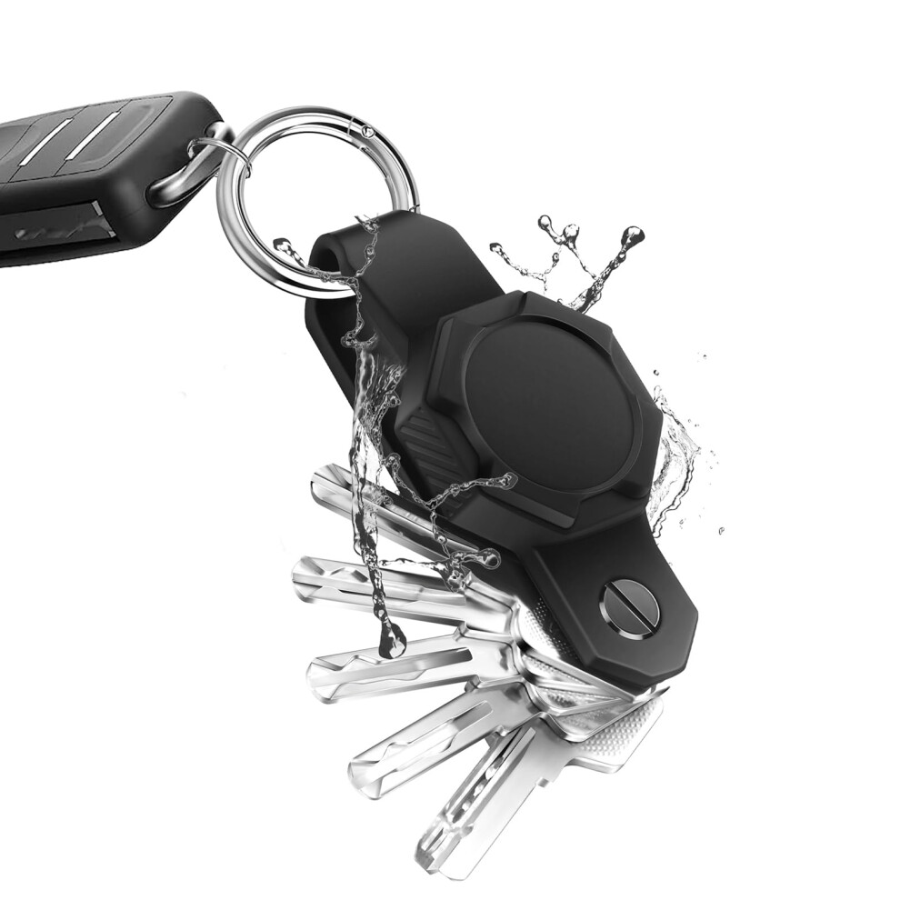 Key Holder For Airtag Waterproof Silicone Organizer For Up To 5 Keys Antilost With Carabiner Black 9455672850698