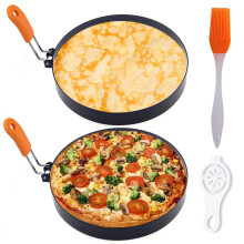 2 Packs 6 Inch Nonstick Pancake and Egg Ring, Stainless Steel Mold with Heatproof Silicone Handle