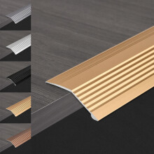 3 Pcs Heavy Duty Aluminum Floor Transition Strip Threshold Ramp, AntiSlip, Titanium 100mm x 0.9m