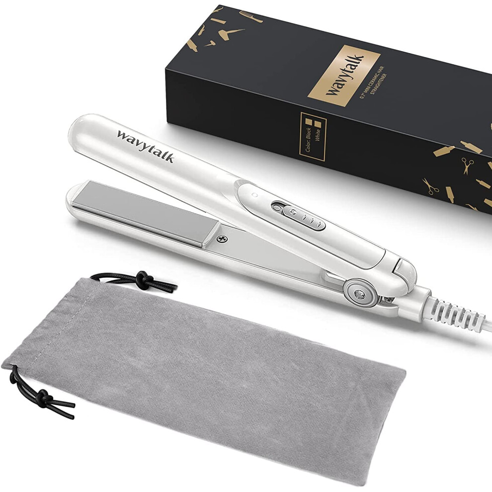 Wavytalk White Mini Hair Straightener For Short Hair, Small Straighteners Travel Size And Ceramic Plate, Quick And Easy Styling,