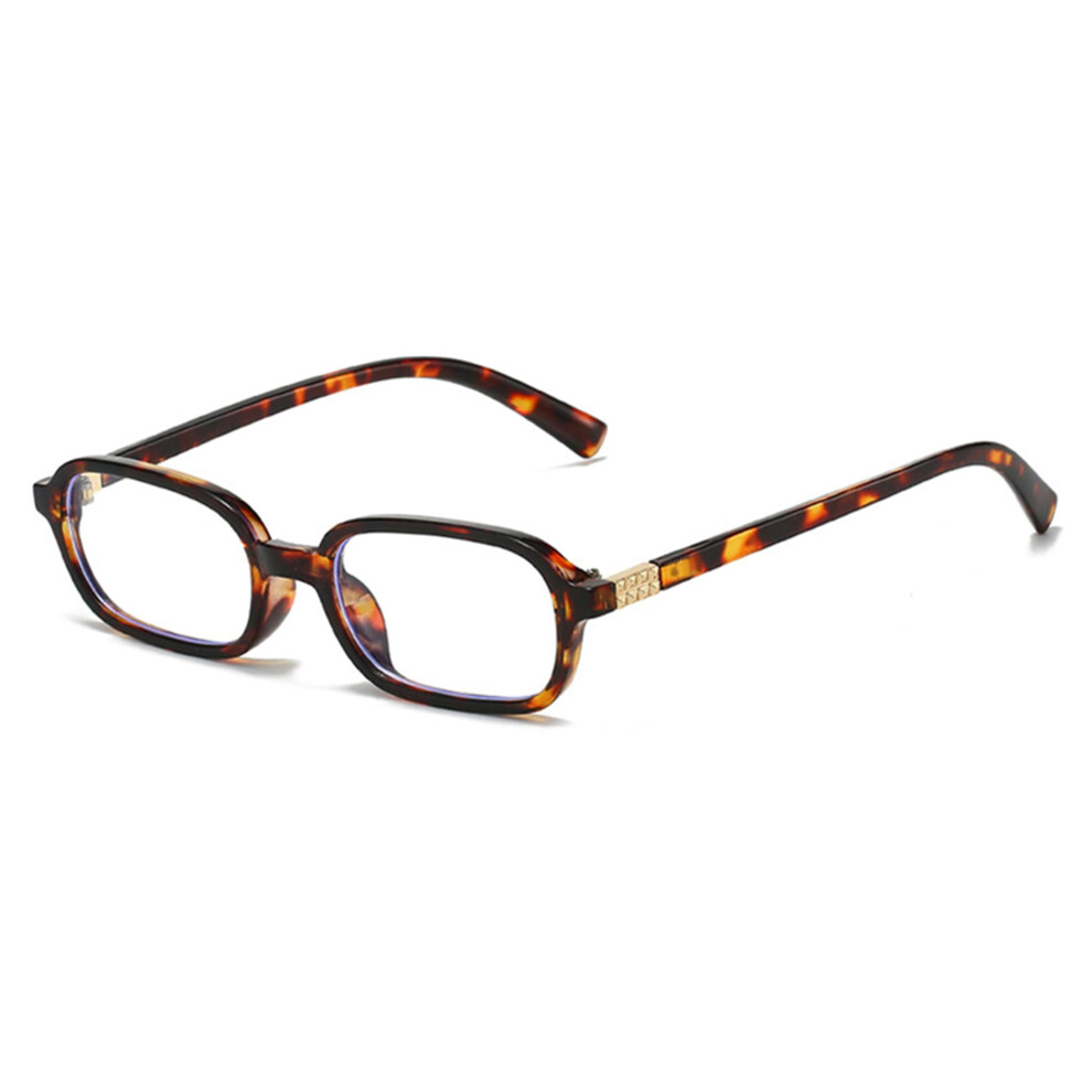 Blue Light Blocking Reading Glasses 3.0x Leopard Print Retro Narrow Square Frame for Women