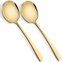 Large Stainless Steel Serving Spoons Set 12 Inch Gold Utensils for Buffet Catering Dishwasher Safe
