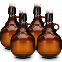 Amber Glass Beer Bottles 1000ml with Lids UV Protection Growlers for Home Brewing and Wine Storage