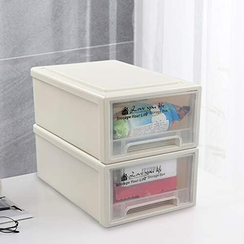6 Quart Plastic Storage Drawers, Stackable Triple Layer Organizer for Closet or Desktop, 3 Pack 2