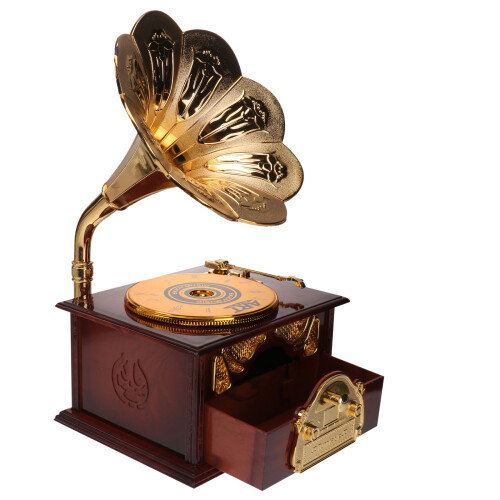 3 Pcs Retro Phonograph Music Box Desktop Ornament For Home Office 2