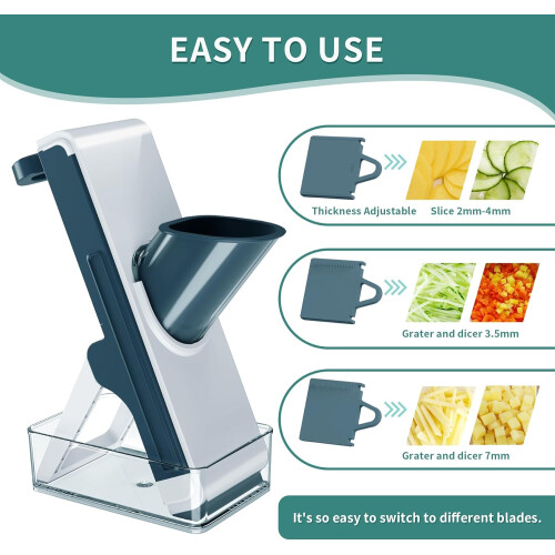 4in1 Adjustable Mandoline Slicer with Safe Concealed Blade for Fast Kitchen Vegetable Chopping 1