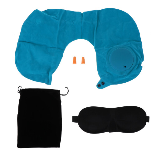 2Ensembles Coussin Gonflable Forme U Bleu