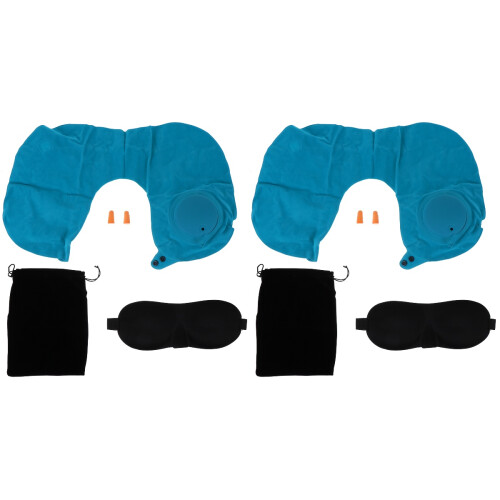 2Ensembles Coussin Gonflable Forme U Bleu 1