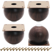 Set of 4 Heavy Duty Metal Furniture Legs 3.14in Round Modern Sofa Cabinet Legs Black Walnut Finish