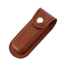 Pocket Knife Sheath Leather Holster for 4 Inch Folding Knife, Brown EDC Belt Pouch with Snap Closure