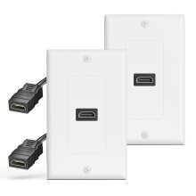 HDMI Wall Plate 2 Pack with Pigtail Cable, 4K@60Hz HDR ARC, 1Port HDMI Outlet for Home Theater