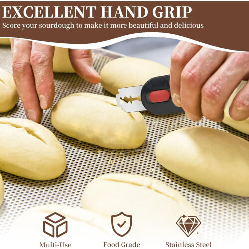 Magnetic Bread Lame with Replaceable Blades, Sourdough Scoring Tool for Artisan Decorative Patterns (Black) 2