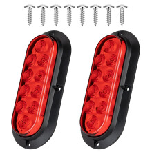 6 Inch Oval Red LED Trailer Tail Lights 12V Waterproof Brightness Stop Turn Brake Lamps 2PCS