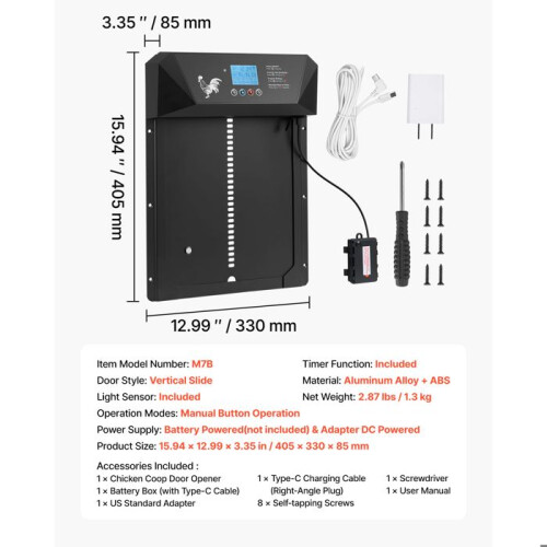 Porta Automatica per Pollaio-Duoku-Funzionamento a Batterie e Rete-Eschermo LCD-Sensore Luminoso-Timer Programmabile 1