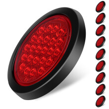 10x 4 Inch Round LED Trailer Tail Lights Kit Red 12V Waterproof Brightness Brake Turn Signal