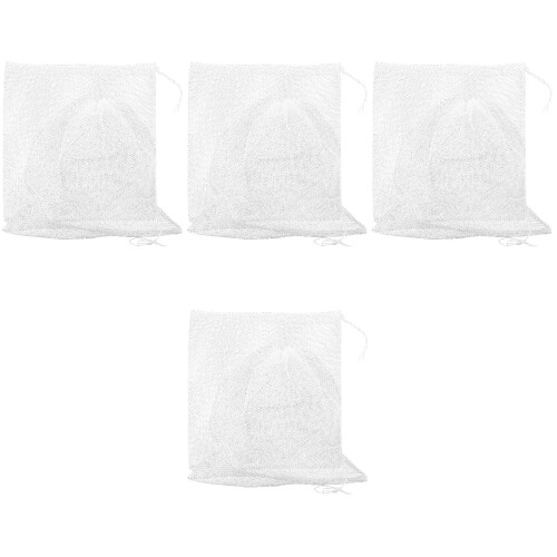 8Pcs White Home Pond Pump Filter Bags Tear Resistant Mesh Drawstring 1