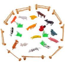 4Sets DIY Mini Animal Farm Play Kit Plastic Figures and Accessories