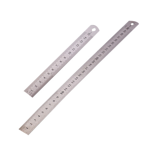 6Pcs Silver Stainless Ruler Metal Office School Use Double-Sided Scale